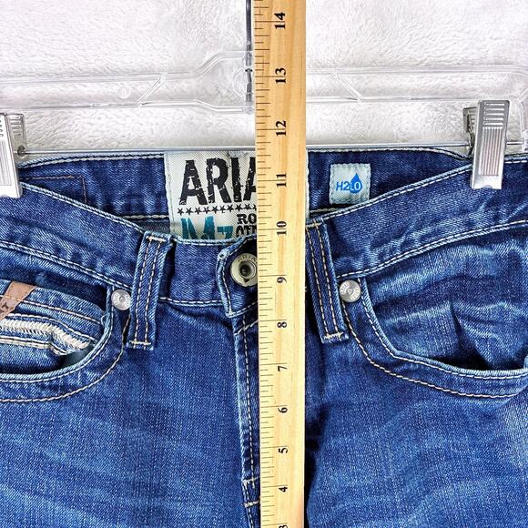 Ariat M7 Rocker Straight Jeans Men 30x36 (30x34) Salton Faded Whiskered Western - Picture 9 of 14